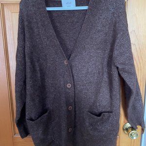 Aritzia Wilfred free hush knit oversized cardigan brown